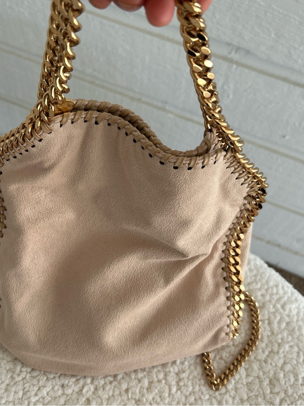 Stella McCartney Nude Shoulder Bag with Gold Chain Trim